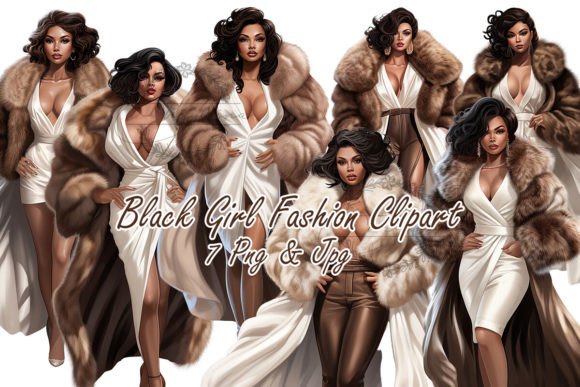 Black Girl Fashion Clipart: 7 High-Quality PNG & JPG Files for Creative Projects