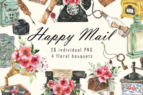 Bring Joy to Your Designs with Watercolor Happy Mail Clipart