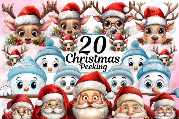 Bring Playful Charm to Your Holiday Projects with Peeking Clipart
