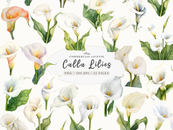 Calla Lily Prints and White Flower Clipart for Modern Designers