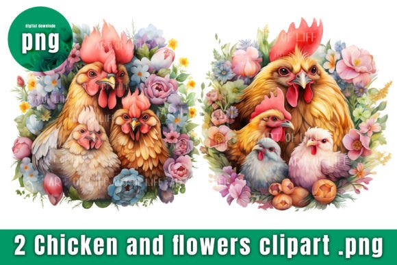 Charming Watercolor Clipart: Where Flowers Meet Fowl