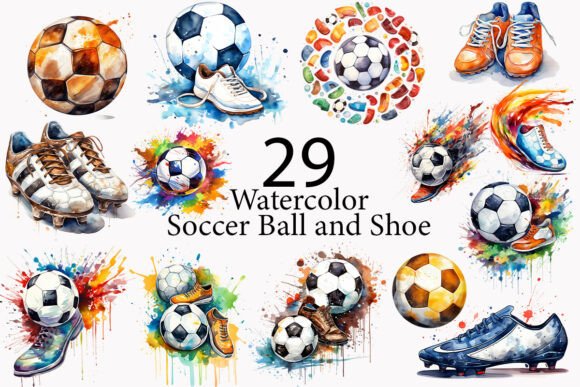 Creative Projects with Watercolor Soccer Ball and Shoe Clipart
