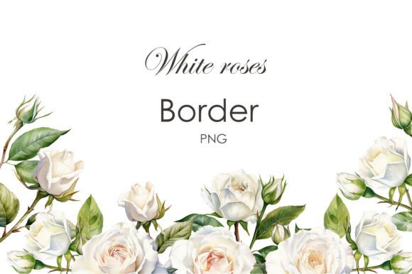 Elegant White Rose Border for Timeless Design Projects