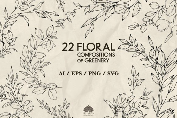 Greenery SVG PNG EPS: Botanical Line Art for Modern Design