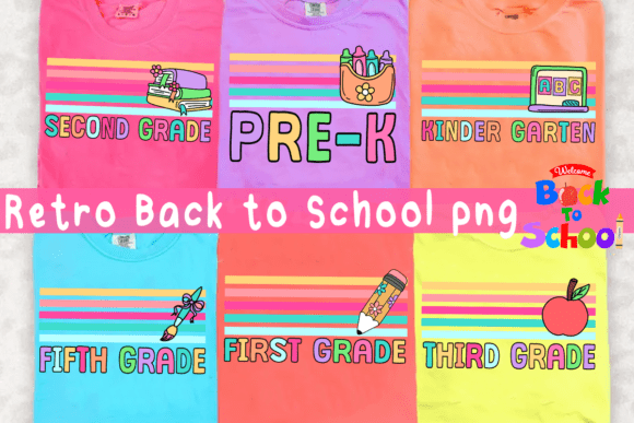 Retro Back to School PNG Bundle: A Pop of Colorful Nostalgia