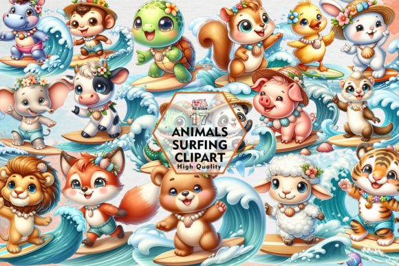 Ride the Creative Wave with Surfing Animal Clipart