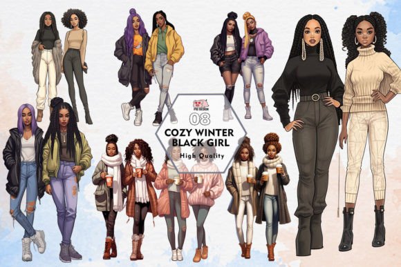 Warm Up Your Designs with Cozy Winter Black Girl Clipart