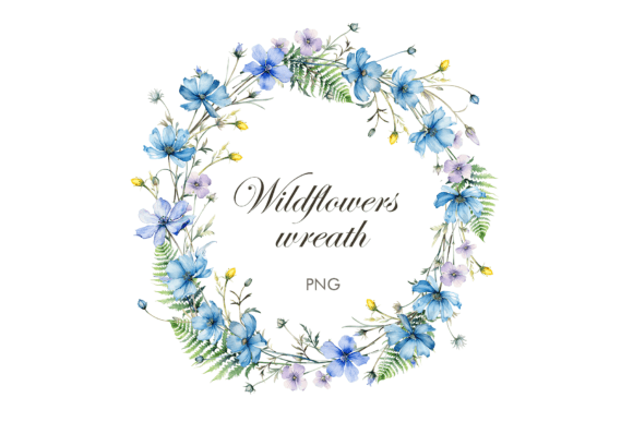 Watercolor Blue Wildflowers Frame PNG: A Design Essential