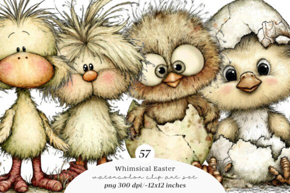 Whimsical Easter Clipart: 56 Designs for Spring Projects