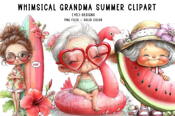 Whimsical Grandma Summer Clipart: 45 Designs for Every Project